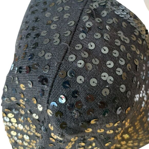 Talbots Black Sequin Sweater V Neck 3/4 Sleeve Silk Cashmere Blend Womens Small - Picture 6 of 11